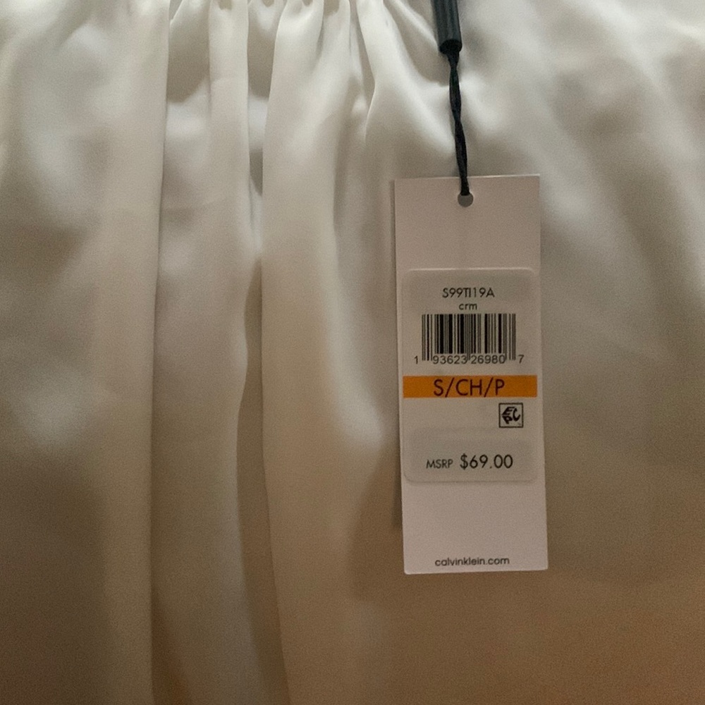 Calvin Klein Pleated Sleeve with Gold Buttons Blouse